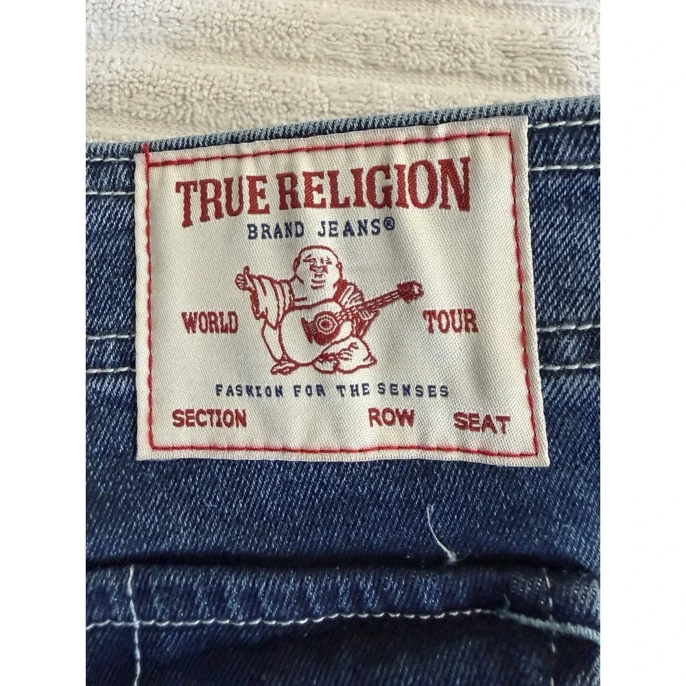 True Religion Mens Cargo Jeans Medium Wash Wide Leg Denim Size 30